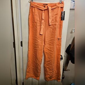 Norton studio orange wide leg pants womens size 12 NEW